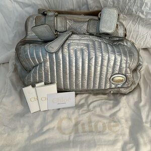Chloe vintage silver quilted purse